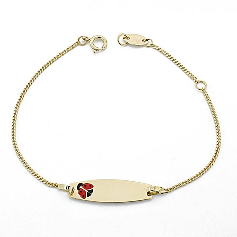 Esclava oro 18k bebé 14cm. mariquita esmaltado [7990]