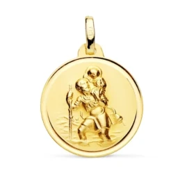Medalla oro 18k San Cristobal 18mm. bisel [7572]