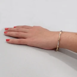 Esclava oro 18k bicolor 18cm. semirígida tramos [8050]