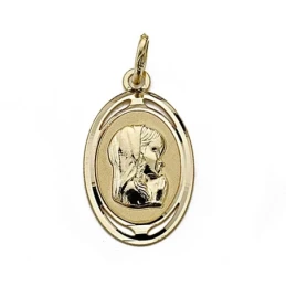 Medalla oro 18k Virgen Niña 21mm. oval [7996]