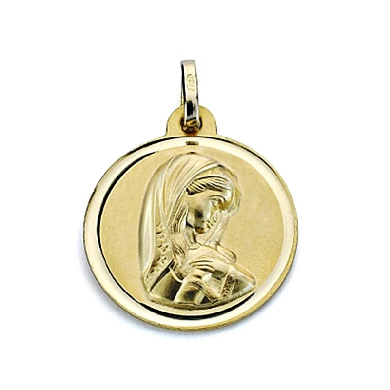 Medalla oro 18k Virgen Niña 18mm. bisel liso [8073]