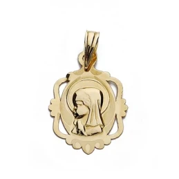 Medalla oro 18k Virgen Niña 20mm. calada [9005]