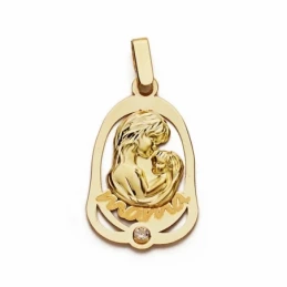 Colgante oro 9k mamá 25mm. circonita  [AA1612]
