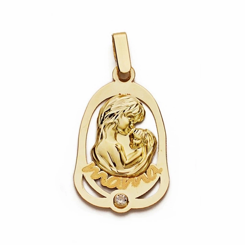 Colgante oro 9k mamá 25mm. circonita  [AA1612]