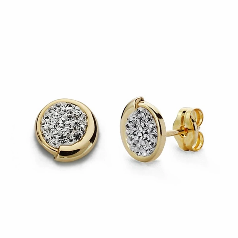 Pendientes oro 9k centro circonitas 7mm. [AA1614]