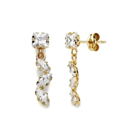 Pendientes oro 9k largos 19mm. circonitas [AA1615]