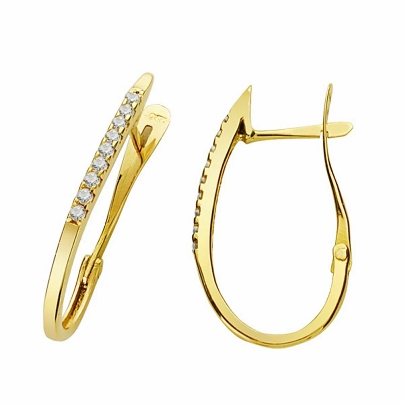 Pendientes oro 18k aros 20mm. circonitas [AA1626]