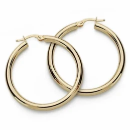Pendientes oro 18k aros 35mm. redondos huecos [AA1627]