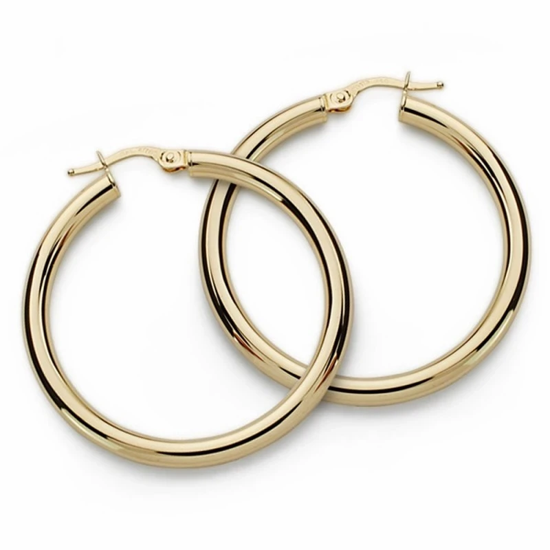 Pendientes oro 18k aros 35mm. redondos huecos [AA1627]