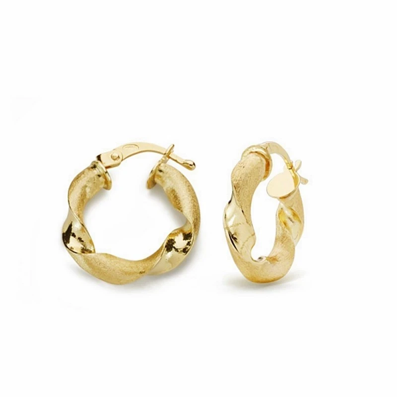 Pendientes oro 18k aros 17mm. huecos reliados brillo mate [AA1633]