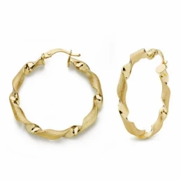 Pendientes oro 18k aros 31mm. huecos reliados brillo mate [AA1635]