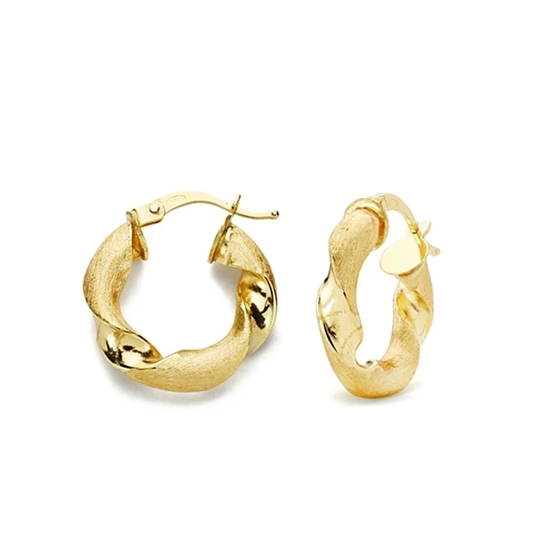 Pendientes oro 18k aros 18mm. huecos reliados brillo mate [AA1636]