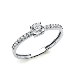 Solitario oro blanco 18k circonitas 4mm. [AA1650]