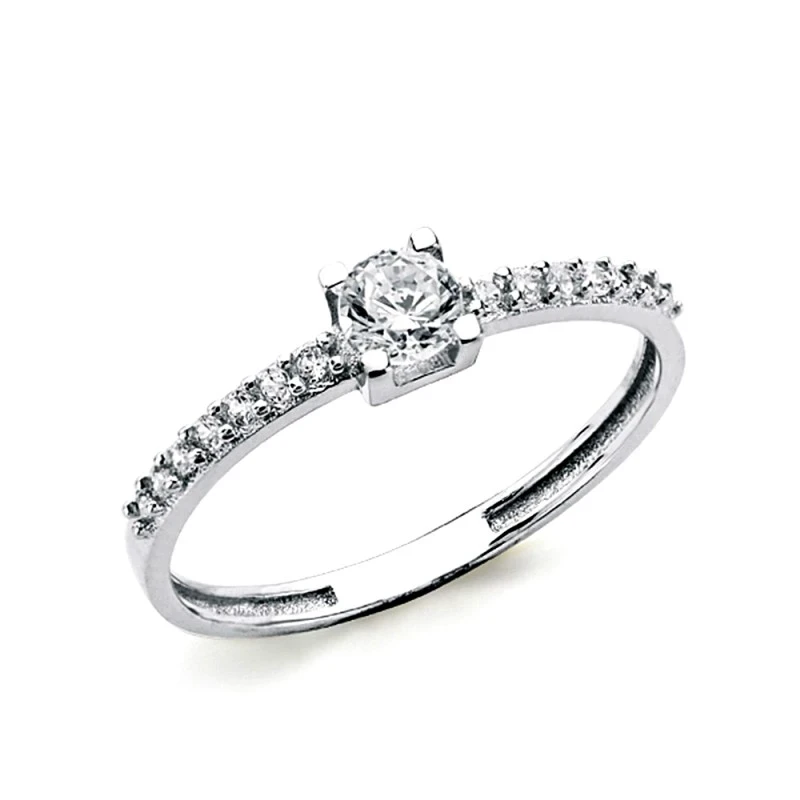 Solitario oro blanco 18k circonitas 4mm. [AA1650]