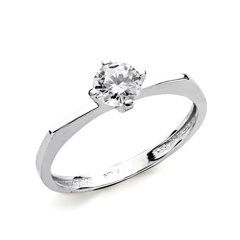 Solitario oro blanco 18k circonitas 5mm. [AA1652]