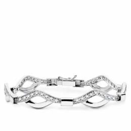 Pulsera oro blanco 18k circonitas 18.5cm. [AA1657]