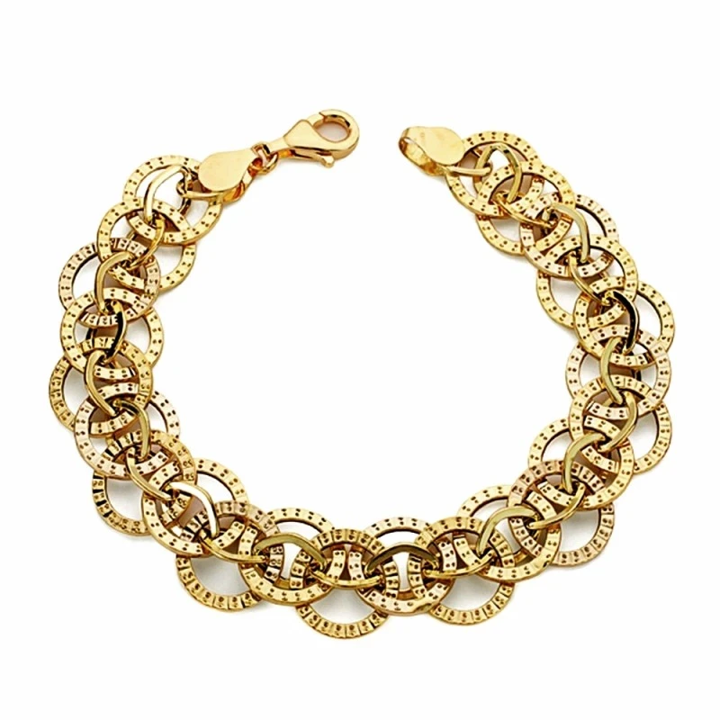 Pulsera oro 18k hueca 19cm.  [AA1668]