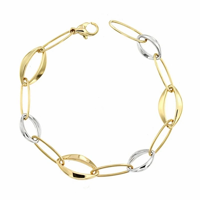 Pulsera oro 18k bicolor 19.5cm.  [AA1692]