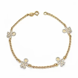 Pulsera oro 18k bicolor 19.5cm. niños [AA1708]