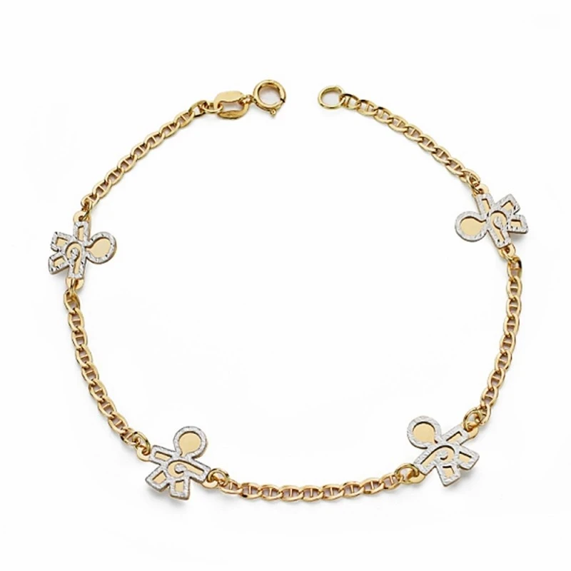 Pulsera oro 18k bicolor 19.5cm. niños [AA1708]
