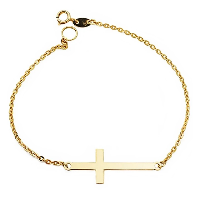 Pulsera oro 18k cruz 18cm. [AA1710]