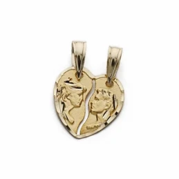 Colgante oro 9k corazón partido 13mm. pareja [AA1711]