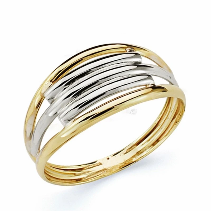 Sortija oro 9k bicolor bandas [AA1717]