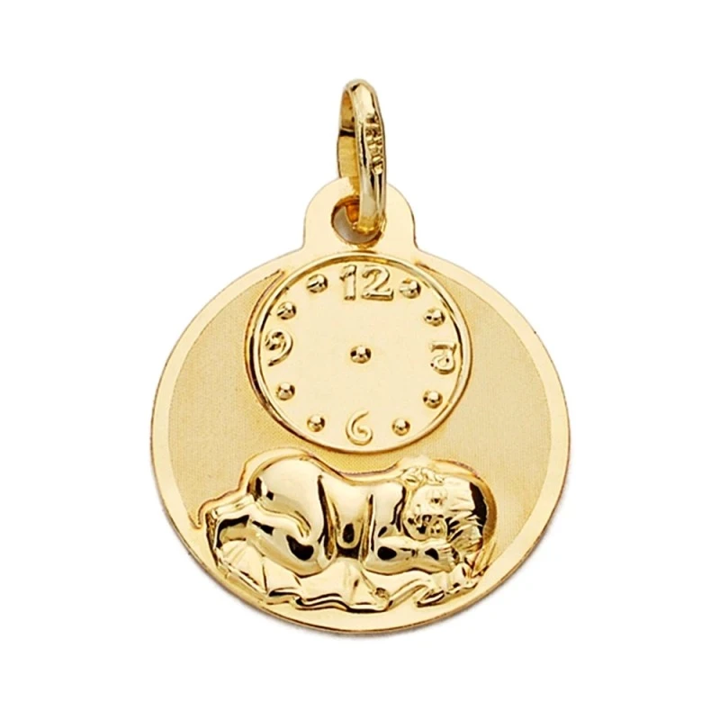 Medalla oro 9k niño reloj 15mm. ligero [AA1725]