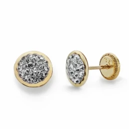 Pendientes oro 9k circonitas 6mm. redondos [AA1729]