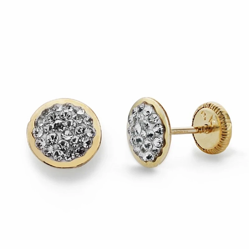 Pendientes oro 9k circonitas 6mm. redondos [AA1729]