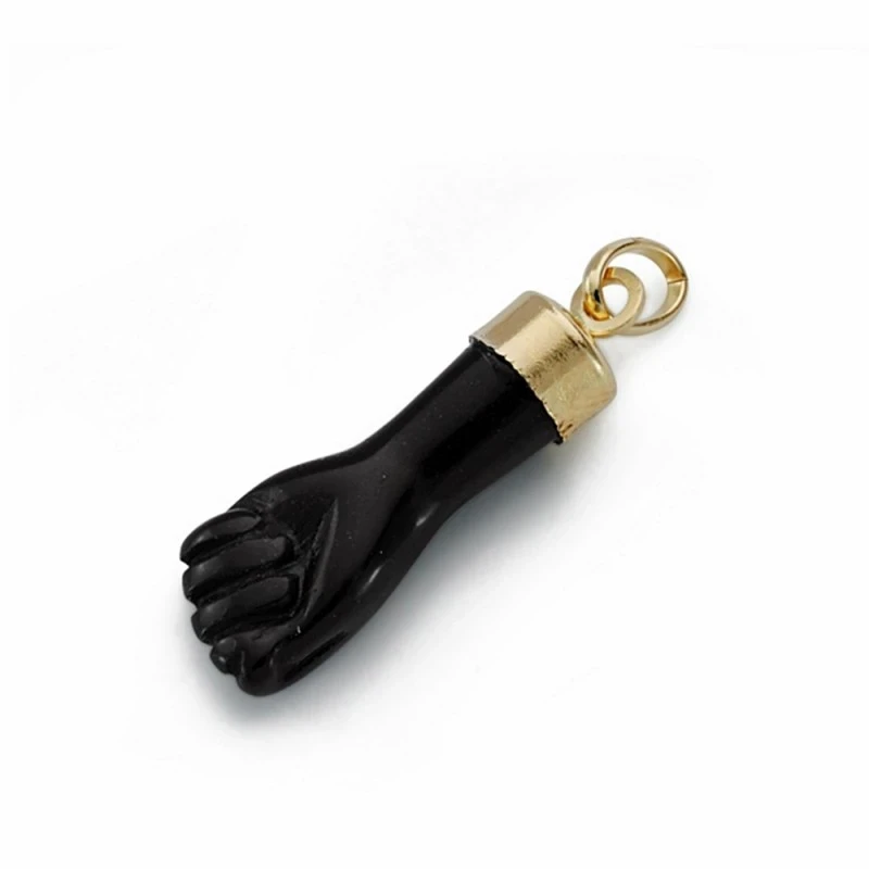 Colgante oro 18k mano puño higa negra 22mm. [AA1777]