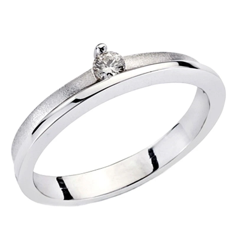 Sortija oro blanco 18k diamante brillante 0.085ct [AA1778]