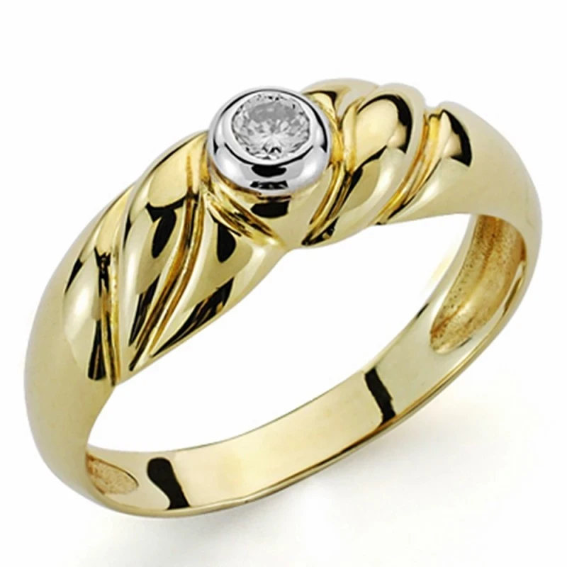 Sortija oro 18k diamante brillante 0.10ct galloneado [AA1779]