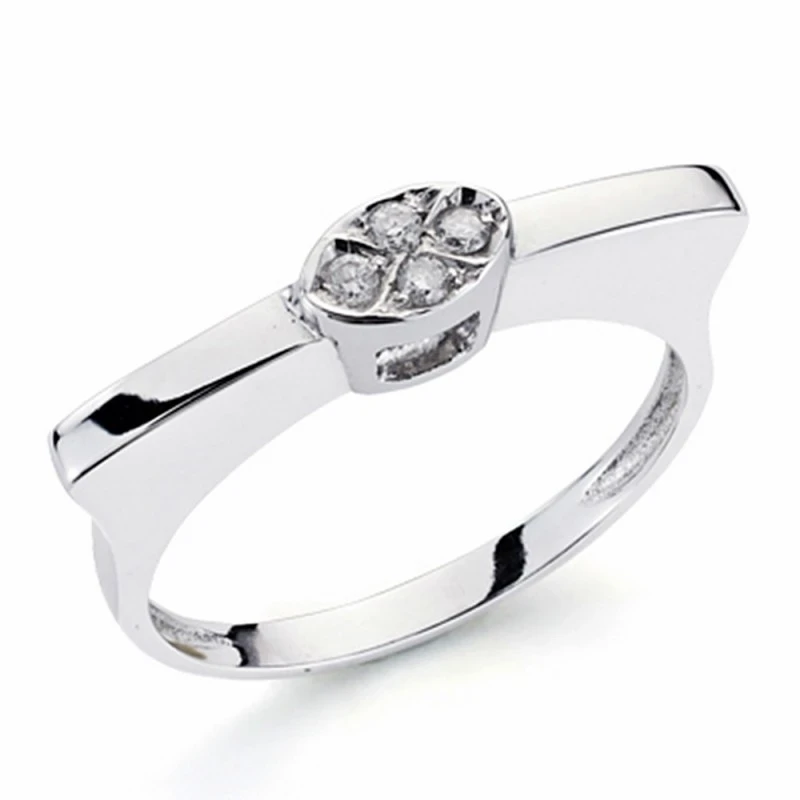 Sortija oro blanco 18k diamante brillante 0.10ct [AA1784]