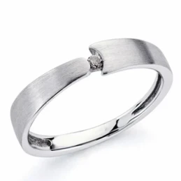 Sortija oro blanco 18k diamante brillante 0.05ct mate [AA1785]