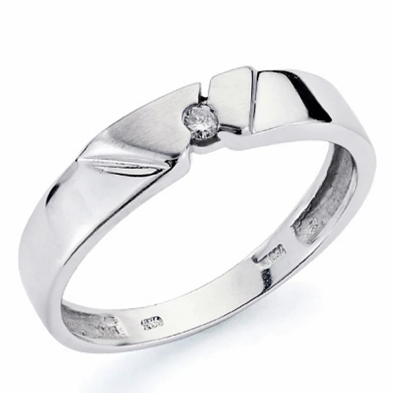 Sortija oro blanco 18k diamante brillante 0.05ct  [AA1786]