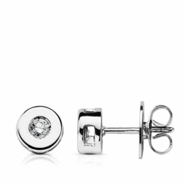 Pendientes oro blanco 18k brillantes diamantes 0.13ct 6mm. [AA1798]