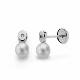 Pendientes oro blanco 18k diamantes brillantes 0.02ct [AA1801]