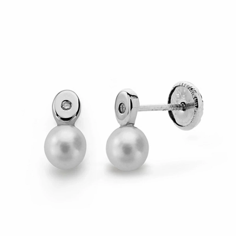 Pendientes oro blanco 18k diamantes brillantes 0.02ct [AA1801]