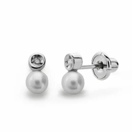 Pendientes oro blanco 18k diamantes brillantes 0.012ct [AA1804]