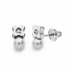 Pendientes oro blanco 18k diamantes brillantes 0.012ct 3mm. [AA1805]