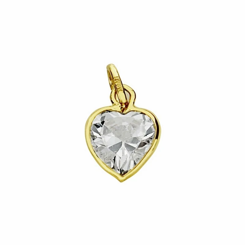 Colgante oro 18k corazón 10mm. circonita [AA1813]