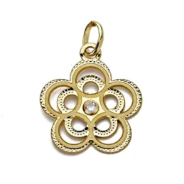 Colgante oro 18k flor 17mm. calada circonitas [AA1835]