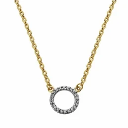 Colgante oro 18k bicolor circulo con cadena 45cm. [AA1837]