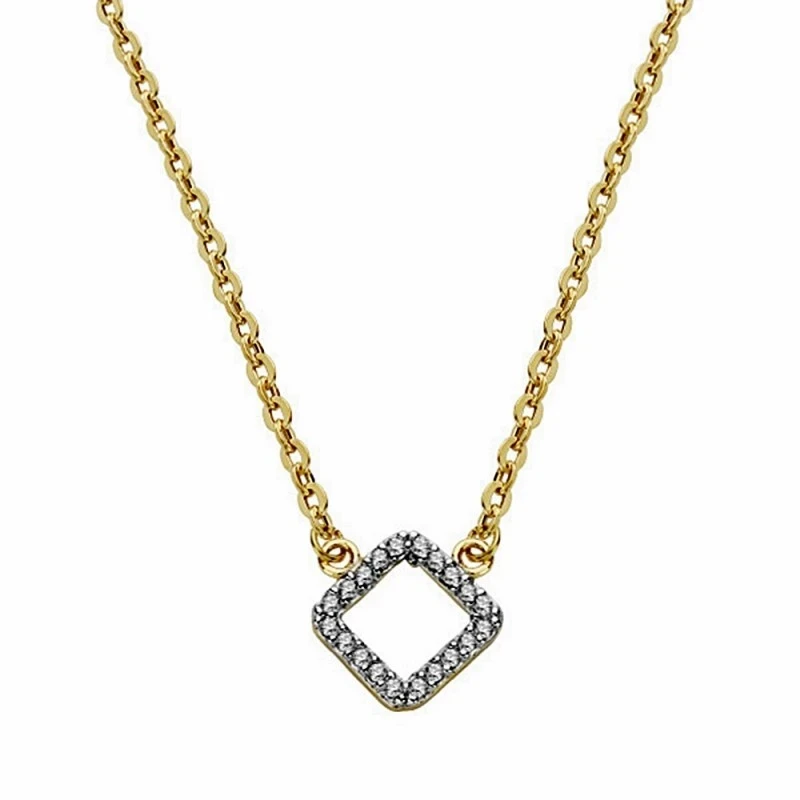 Colgante oro 18k bicolor rombo con cadena 45cm. [AA1840]