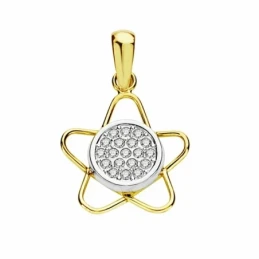 Colgante oro 18k bicolor estrella 15mm. circonitas [AA1843]