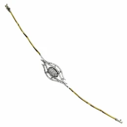 Pulsera oro 18k bicolor 19.5cm. centro circonitas [AA1851]