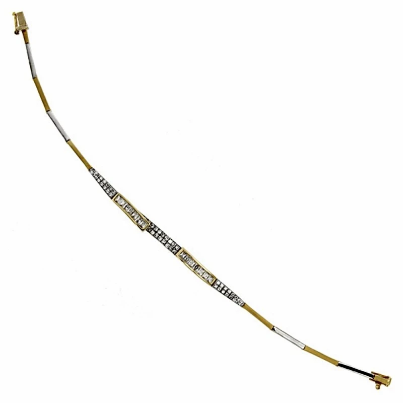 Pulsera oro 18k bicolor 20cm. centro circonitas [AA1853]