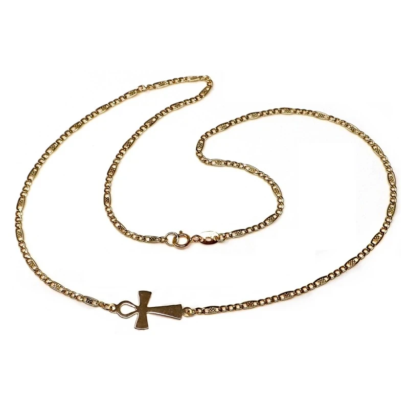 Gargantilla oro 18k cruz de la vida 42cm. [AA1857]