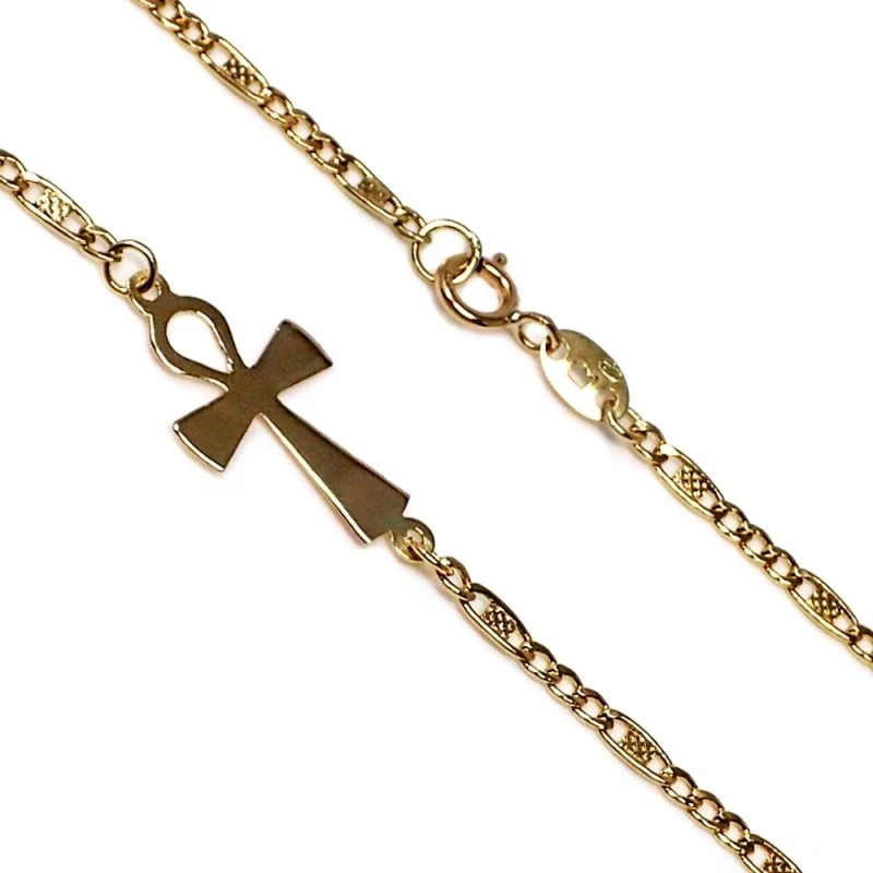 Gargantilla oro 18k cruz de la vida 42cm. [AA1857]
